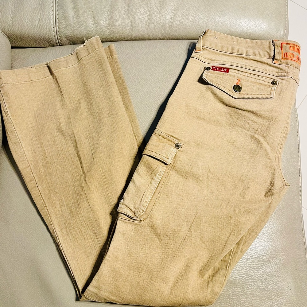 MUDD JEANS Cargo Carpenter Khaki Pants Stretch